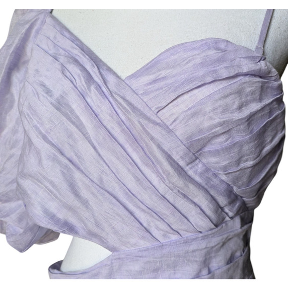 Sandro Cornaline Lilac Purple One Sleeve Linen Blend Mini Dress Size FR 40 US 8 - Picture 9 of 13